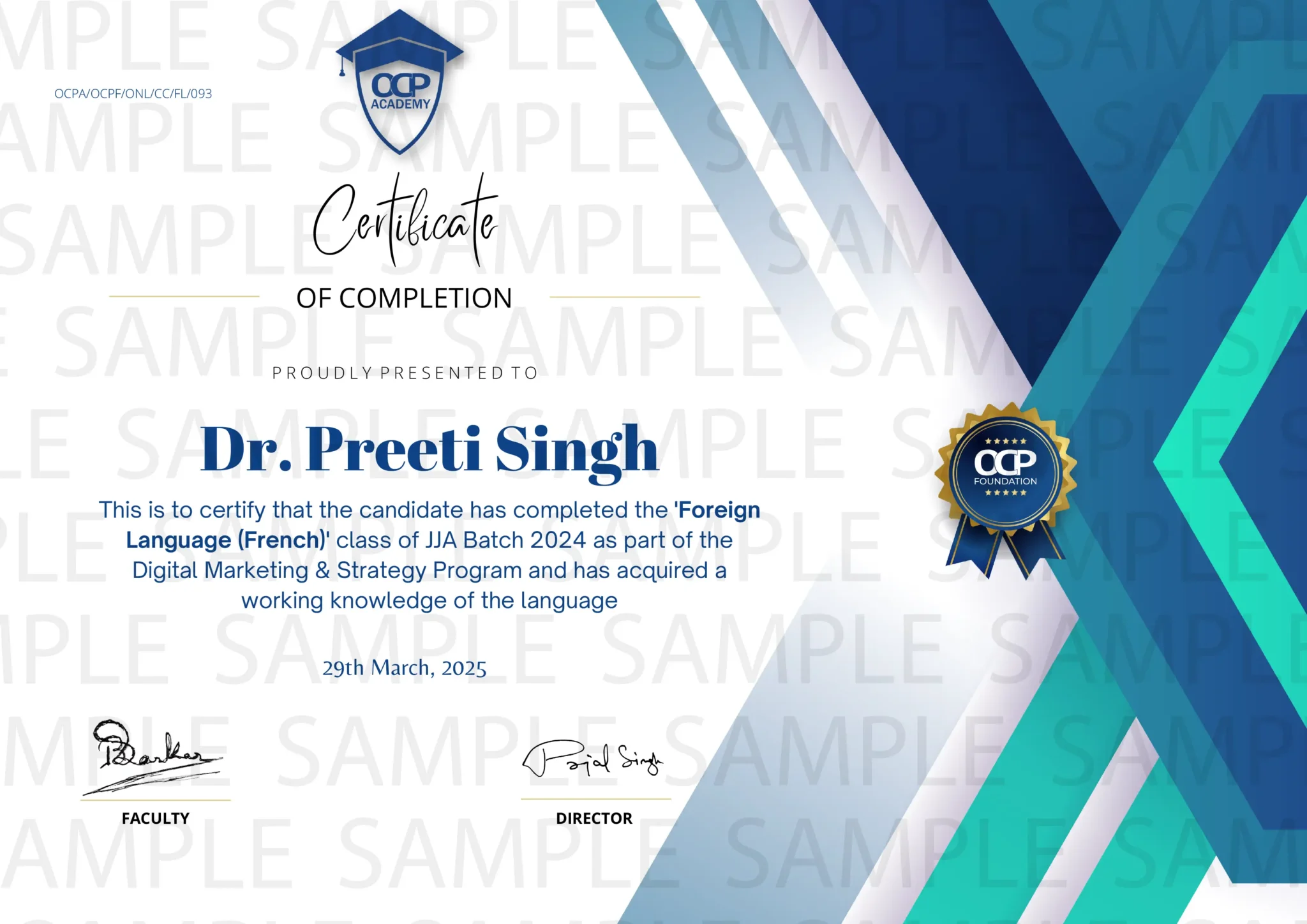 Foreign Language French Certificates