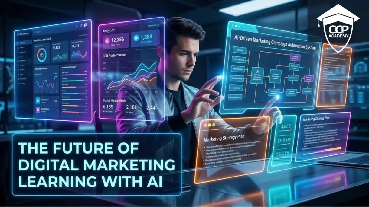 Students learning AI-powered digital marketing and analytics through simulation-based training in the DMASAIP program at OCP Academy